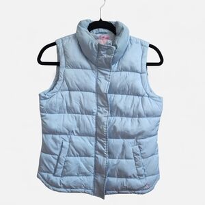 Joules Light Blue Quilted Vest Floral Interior
